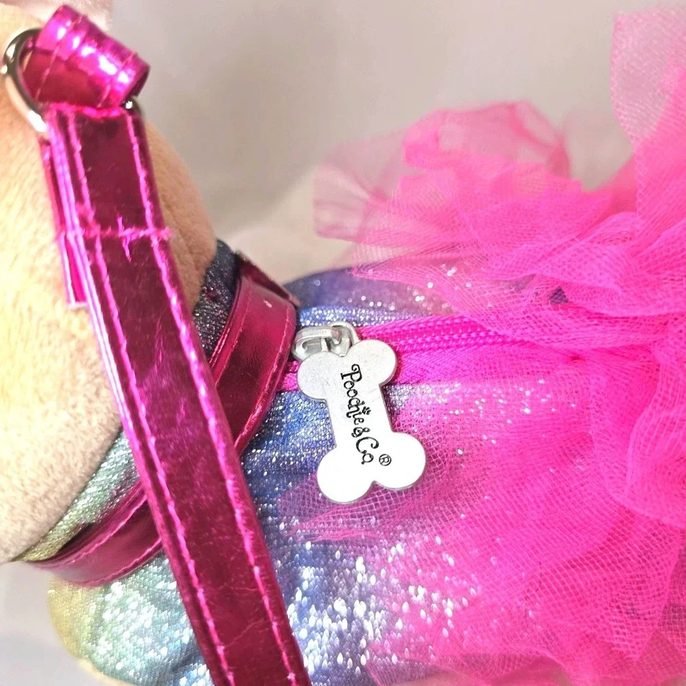 Poochie Co Bette French Bulldog Plush Purse Girls Handbag Rainbow Glitter Bag